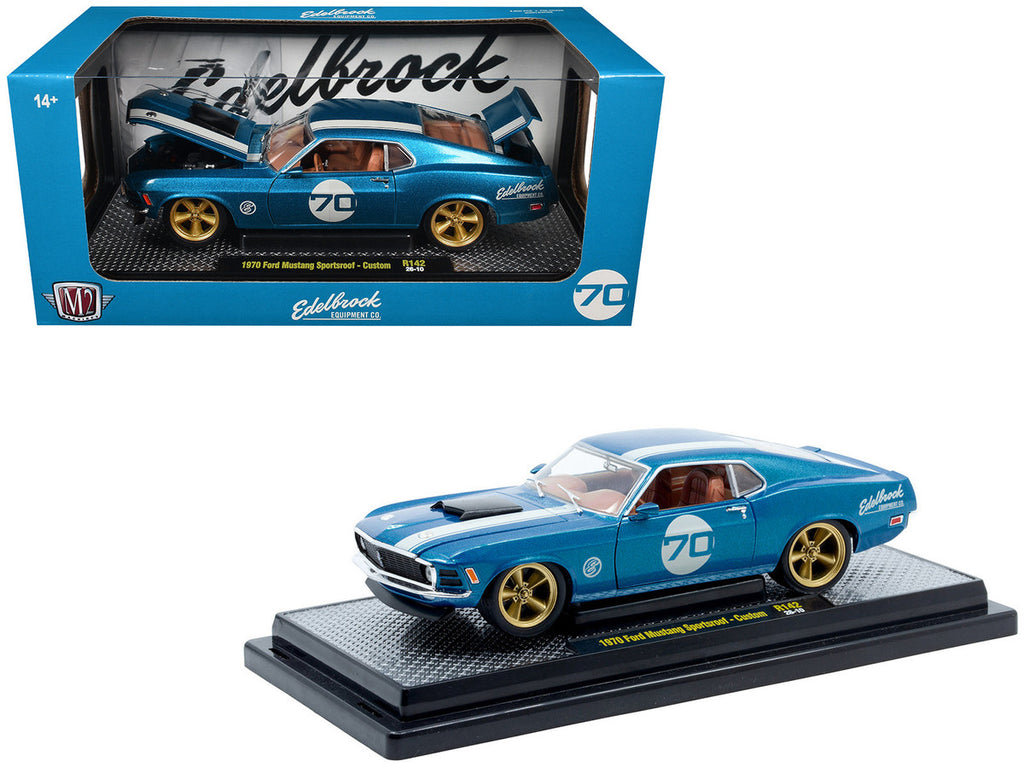 M2 Diecast 1/24 1970 Ford Mustang Sportsroof #70 Blue Metallic