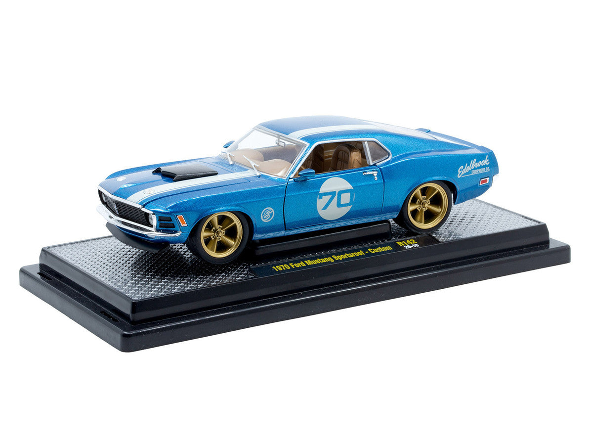 M2 Diecast 1/24 1970 Ford Mustang Sportsroof #70 Blue Metallic