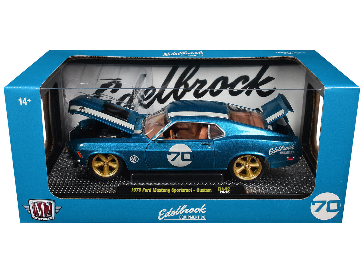 M2 Diecast 1/24 1970 Ford Mustang Sportsroof #70 Blue Metallic
