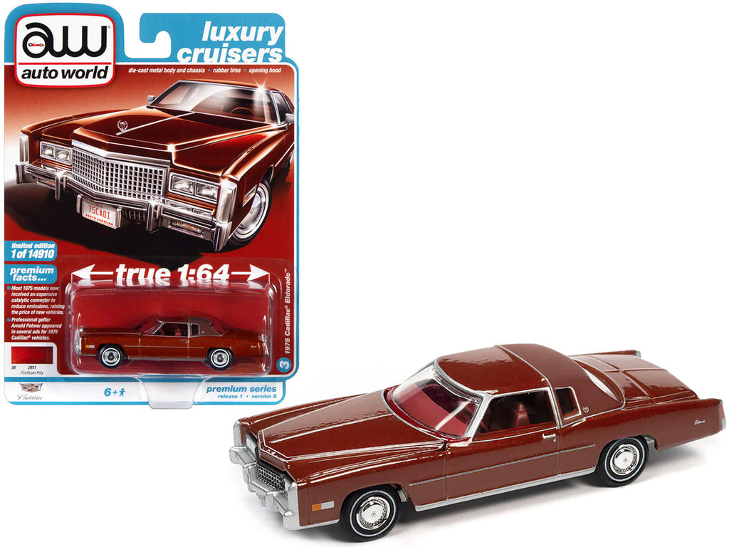 Autoworld Die-cast 1/64 1975 Cadillac Eldorado Firethorn Red Metallic