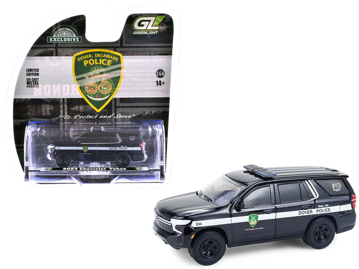 Greenlight Diecast Car 1/64 2024 Chevrolet Tahoe Police Pursuit "Dover Police"