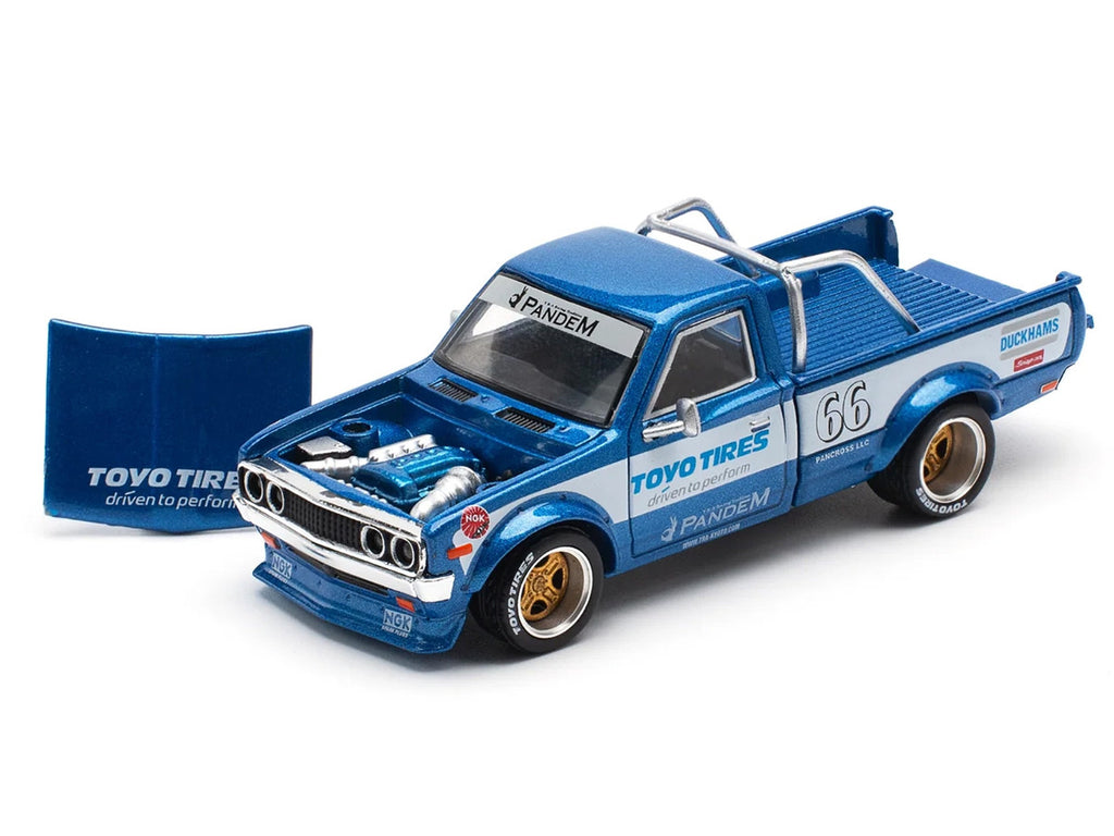 Pop Race diecast model cars 1/64 Datsun Pandem 620 Pickup #66 Blue