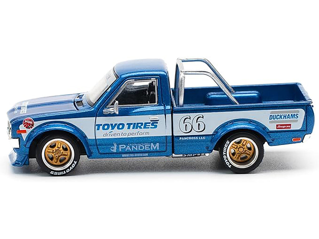 Pop Race diecast model cars 1/64 Datsun Pandem 620 Pickup #66 Blue