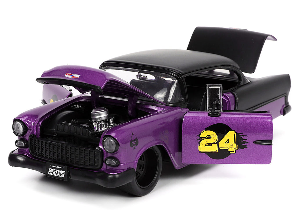 Jada Diecast 1/24 1955 Chevrolet Bel Air #24 Purple Metallic & Matt Black