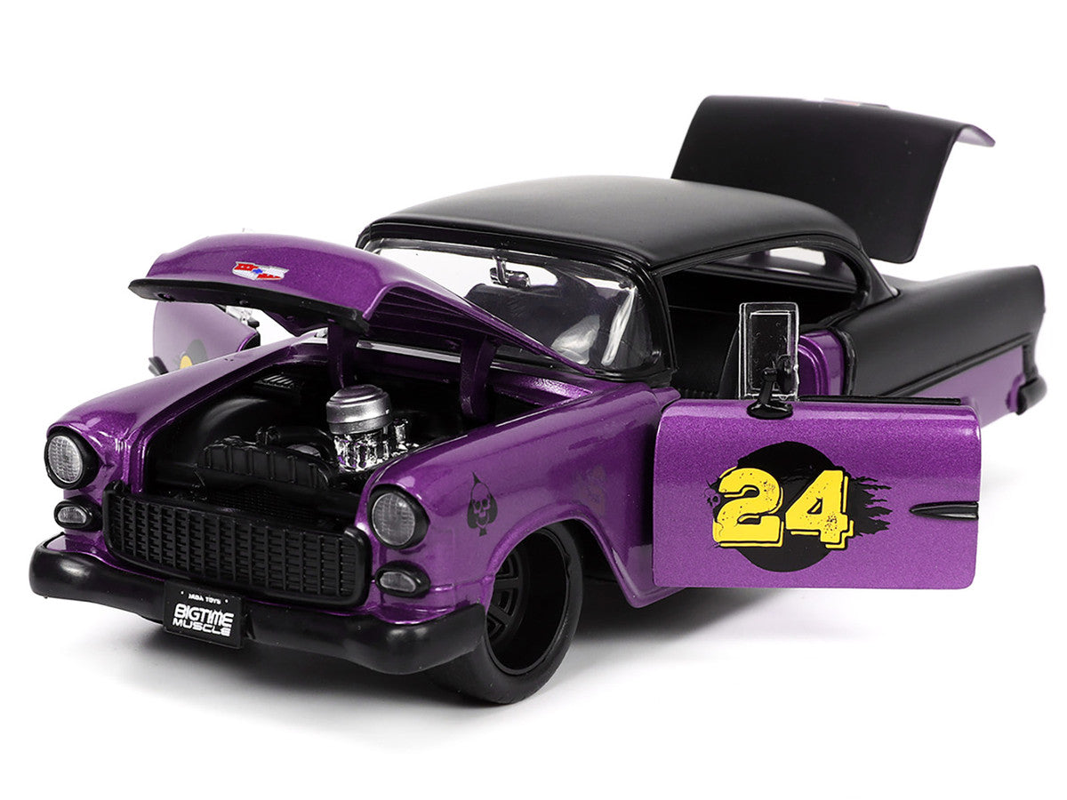 Jada Diecast 1/24 1955 Chevrolet Bel Air #24 Purple Metallic & Matt Black
